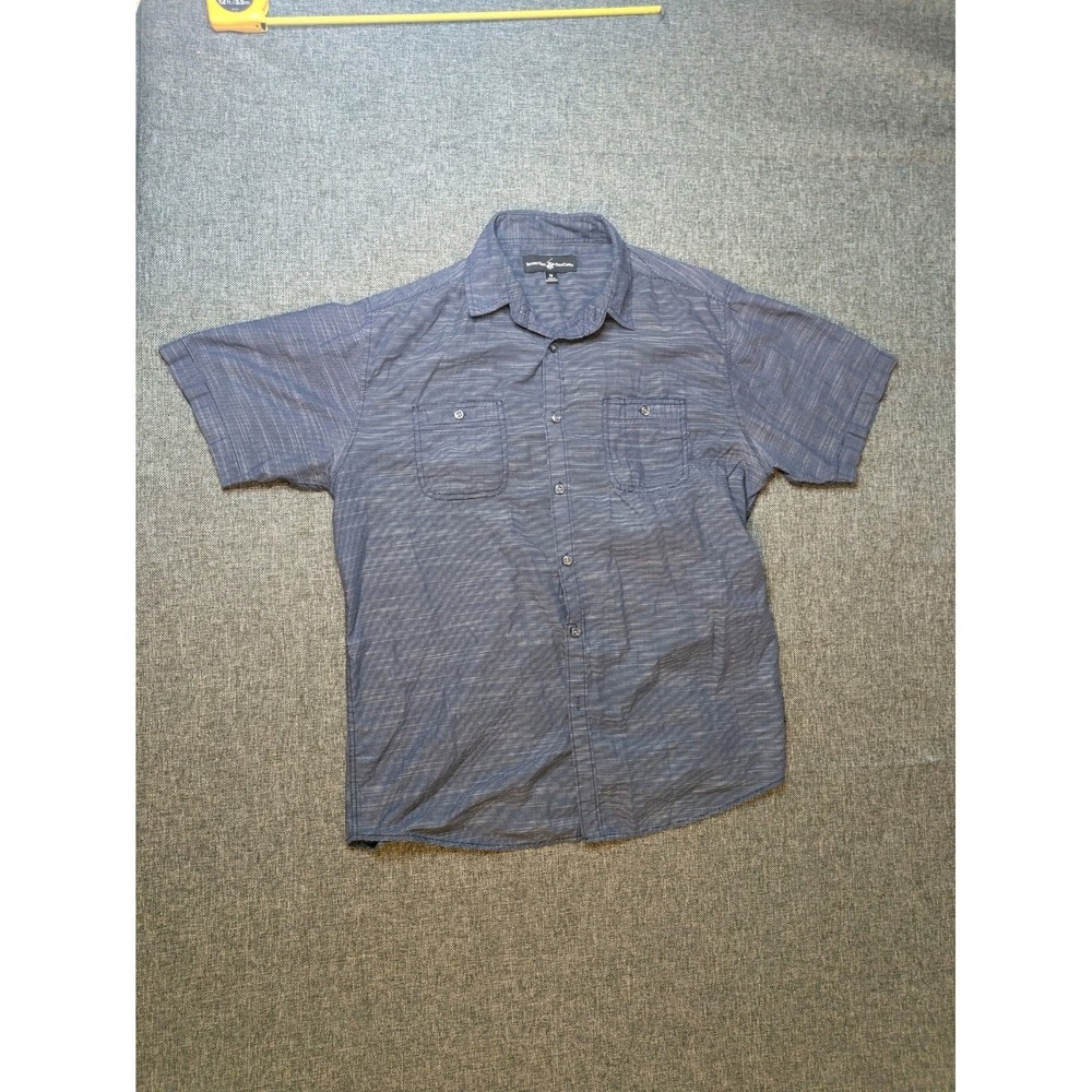 Beverly Hills Polo Club Mens Short Sleeve Button Up Shirt Medium Micro Stripes